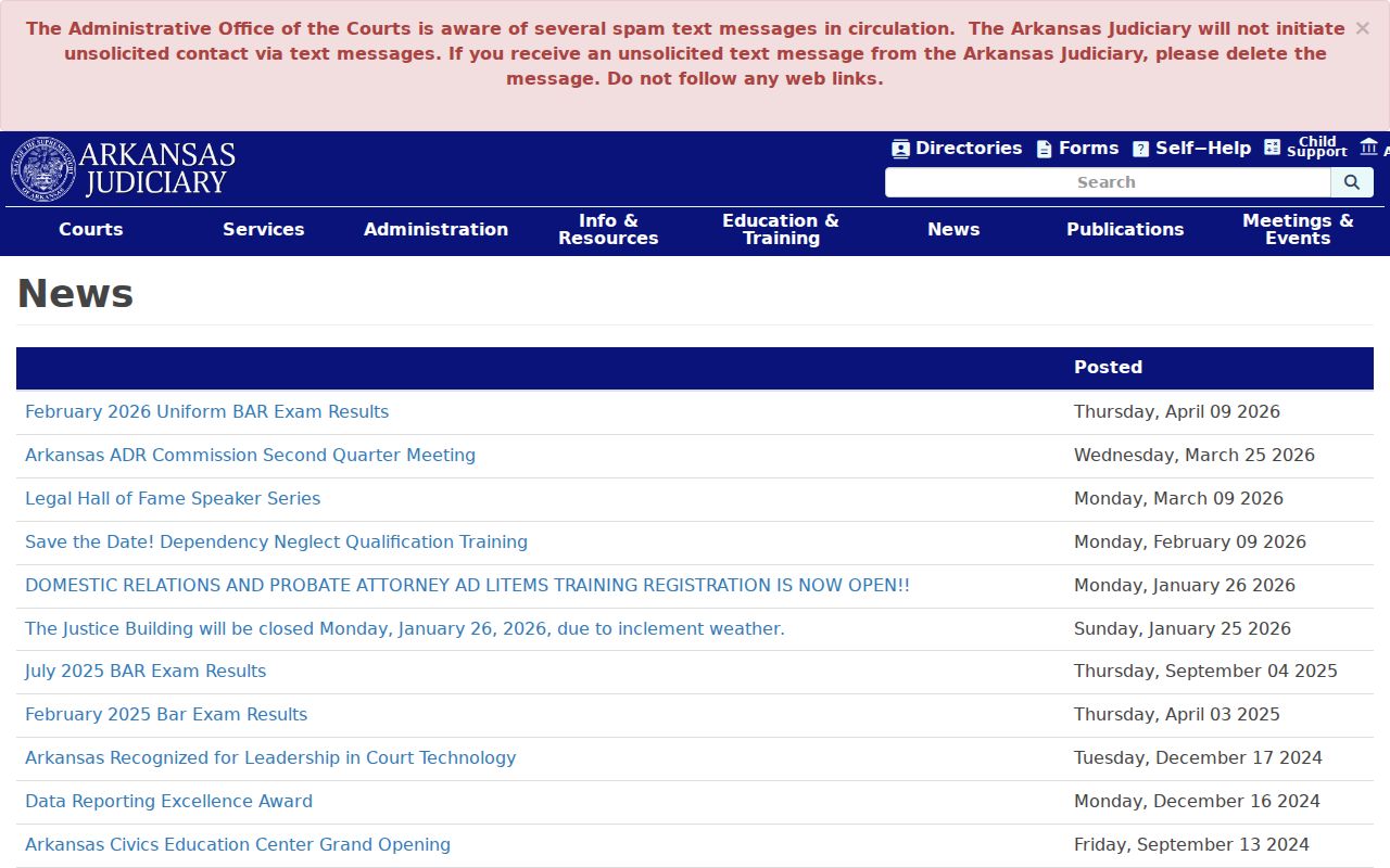 Cleveland County court calendar Arkansas Judiciary news page