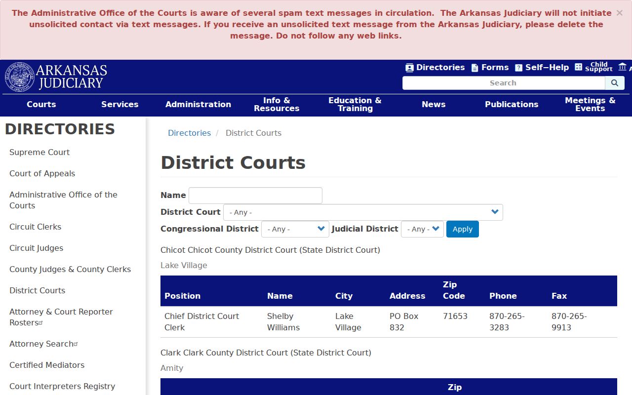 Cleveland County court calendar District Court directory listing