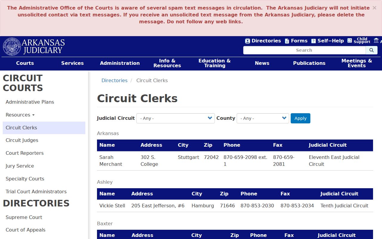 Cleveland County court docket circuit clerk directory