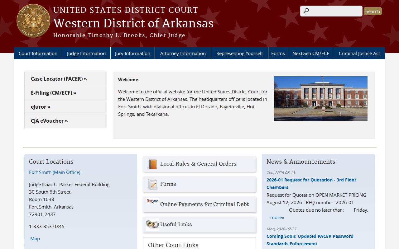 Official federal court source contrasted with Cleveland County traffic court records
